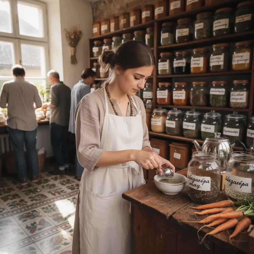 Harmónikus színű teákat bemutató fotó, a sárgarépa aromáival.