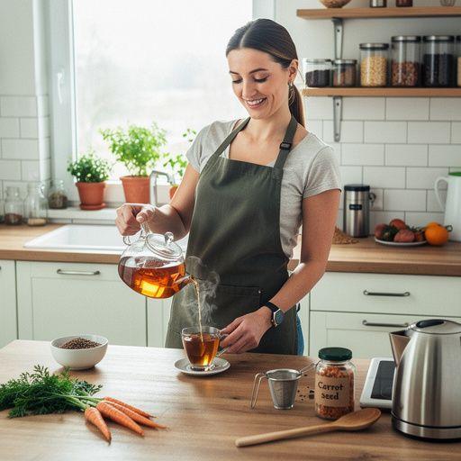 A sárgarépa magjából készült tea, amely gazdag színű és aromás.
